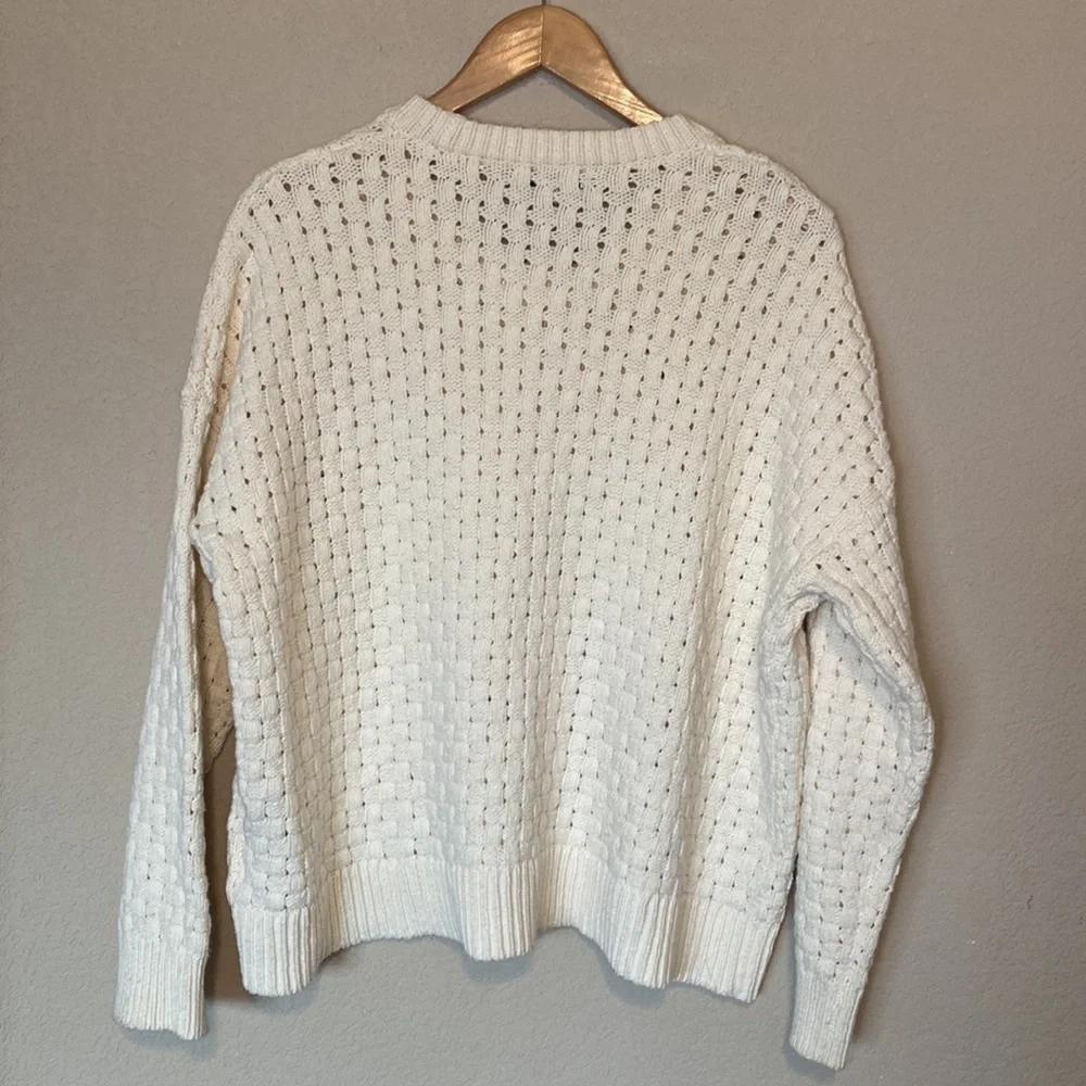 Madewell Basketweave-Stitch Cream Sweater M - Picture 3 of 10